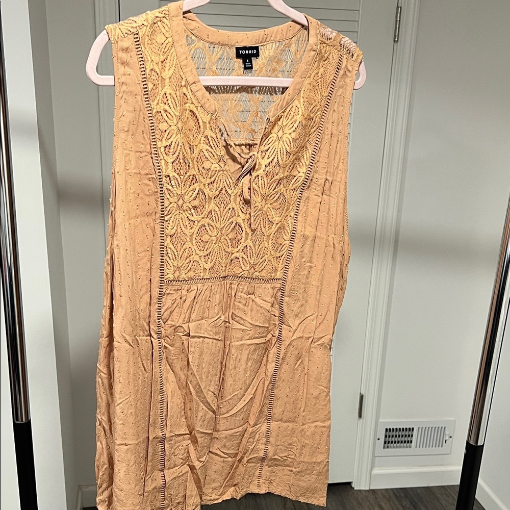 Torrid Brown Sleeveless Lace Blouse